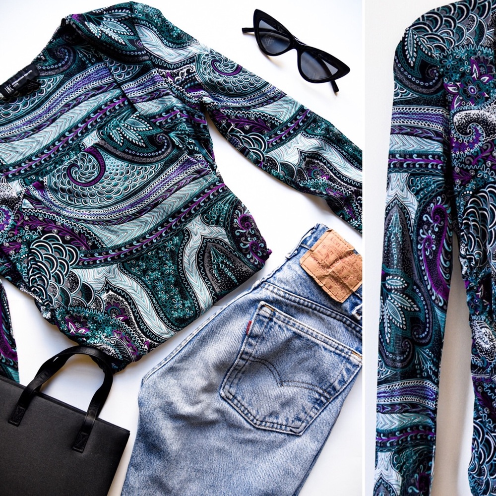 International Concepts (Petite) Paisley Ruched Top